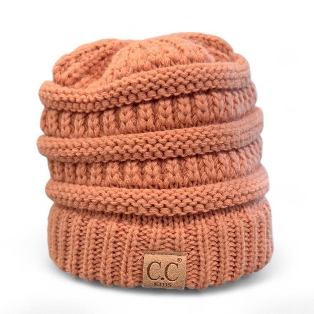 C.C Kids Peach Pink Cable Knit Beanie Winter Hat